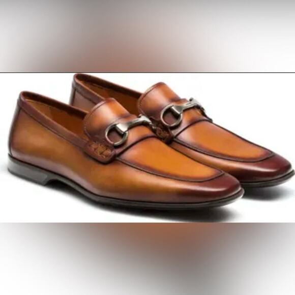 Magnanni Rafa II Apron Men’s Toe Bit Brown Loafers 8M Leather Dress Shoes Office - Picture 2 of 10